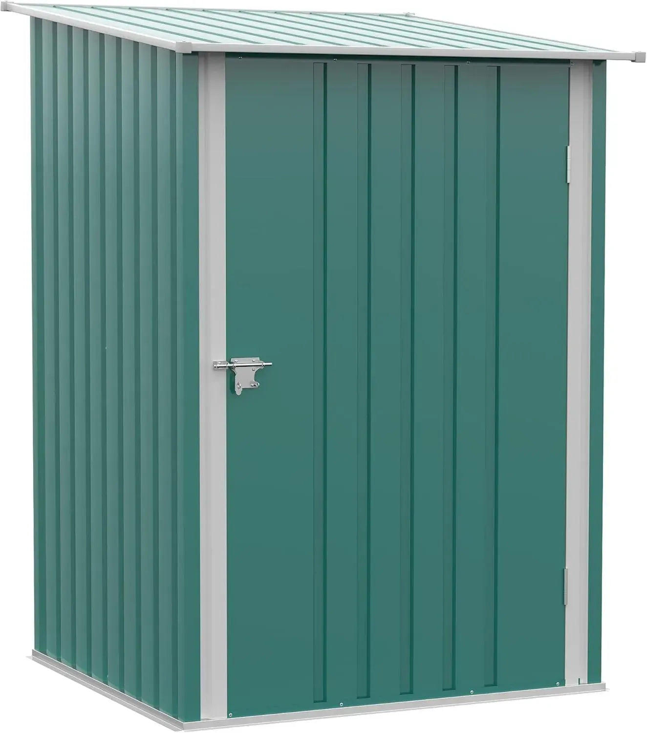 Metallgerätehaus mit Pultdach und abschließbarer Tür, 100x103x160cm, Grün, für Garten und Außenbereich